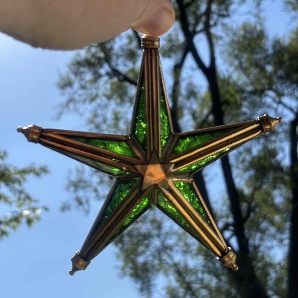 Victorian Tiffany Style‎ Christmas Emerald Green Stained Glass Star Ornament